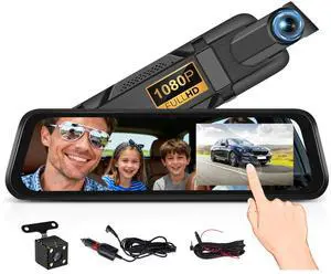 9.66 Inch IPS Mirror Dash Cam 1080P Front 480P Rear Dual Lens Touch Screen Dash Cam Front and Rear 150 Wide Angle Night Vision Loop Recording Reverse Assistance Motion Detection 9.66 Inch IPS Mirror Dash Cam 1080P Front 480P Rear Dual Lens Touch Screen Dash Cam Front and Rear 150 Wide Angle Night Vision Loop Recording Reverse Assistance Motion Detection