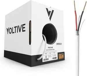 Voltive 22/2 Shielded Low Voltage Wire, Riser CL3R, White, 500ft - 22AWG, 2 Conductors, Overall Shield, Stranded Bare Copper, UL Listed - V-1258-1 Voltive 22/2 Shielded Low Voltage Wire, Riser CL3R, White, 500ft - 22AWG, 2 Conductors, Overall Shield, Stranded Bare Copper, UL Listed - V-1258-1