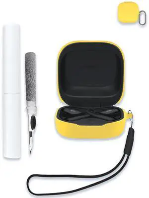 Case for SHOKZ OpenFit 2 Open-Ear Headphones, Soft Silicone Protective Portable Scratch Shock Resistant Shell with Cleaner Kit & Carabiner & Lanyard,Yellow Case for SHOKZ OpenFit 2 Open-Ear Headphones, Soft Silicone Protective Portable Scratch Shock Resistant Shell with Cleaner Kit & Carabiner & Lanyard,Yellow