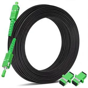 Tellegloww 150ft/45m Sc/APC Fiber Optic Internet Cable Os2 Single Mode Outdoor Armored Sc/APC Fiber Optic Cable Sc to Sc Jumper Simplex Jumper Connector with 2 Couplers, Lszh Black Tellegloww 150ft/45m Sc/APC Fiber Optic Internet Cable Os2 Single Mode Outdoor Armored Sc/APC Fiber Optic Cable Sc to Sc Jumper Simplex Jumper Connector with 2 Couplers, Lszh Black