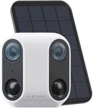 VIRTAVO Solar Security Camera Outdoor Wireless, Dual Lens Camera with Free AI Detection, Color & IR Night Vision, Optional Cloud & Local Storage, No Subscription, IP65, 2.4GHz WiFi VIRTAVO Solar Security Camera Outdoor Wireless, Dual Lens Camera with Free AI Detection, Color & IR Night Vision, Optional Cloud & Local Storage, No Subscription, IP65, 2.4GHz WiFi