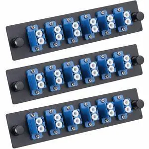 Duogalia 6 Duplex LC/UPC Fiber Patch Panel with Duplex Singlemode Blue LC Adapters, 12 Fiber Ports (3-Pack) Duogalia 6 Duplex LC/UPC Fiber Patch Panel with Duplex Singlemode Blue LC Adapters, 12 Fiber Ports (3-Pack)