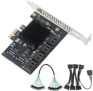 8-Port SATA III 6Gbps PCIe Card - 4K Video Editing Storage, Multi-OS/Mining/Server, ASM1064 Chipset with Cables 8-Port SATA III 6Gbps PCIe Card - 4K Video Editing Storage, Multi-OS/Mining/Server, ASM1064 Chipset with Cables