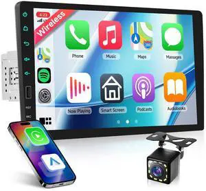 9" Single Din Car Stereo with Wireless CarPlay & Android Auto, Universal Touchscreen Radio with Bluetooth, Backup Camera, Steering Wheel Control, EQ, AM/FM 9" Single Din Car Stereo with Wireless CarPlay & Android Auto, Universal Touchscreen Radio with Bluetooth, Backup Camera, Steering Wheel Control, EQ, AM/FM