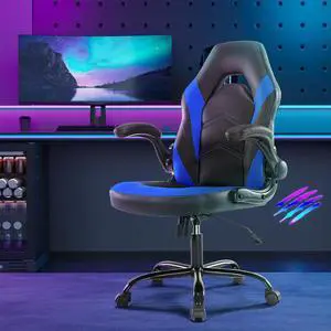 Bestier Gaming Chair with Seat Cushion&S-Shaped Lumbar Support Ergonomic Design,Backrest Adjustable Computer Chair,Swivel Office Chair,Blue