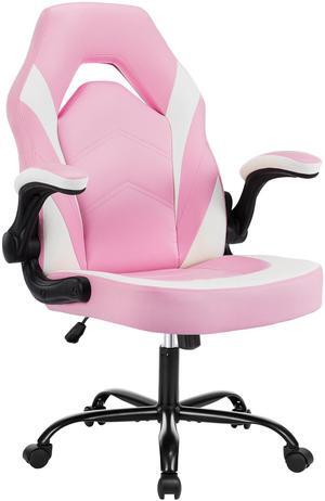 Bestier Gaming Chair with Seat Cushion&S-Shaped Lumbar Support Ergonomic Design,Backrest Adjustable Computer Chair,Swivel Office Chair,Pink