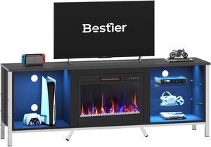 Bestier 70 inch TV Stand with Fireplace Gaming Entertainment Center for 75'' TVs