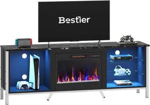 Bestier 70 inch TV Stand with Fireplace Gaming Entertainment Center for 80'' TVs