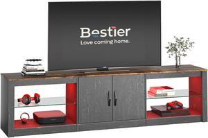 Bestier 70 inch LED TV Stand 20 Color RGB Light Entertainment Center, Television Cabinet