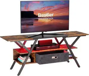 Bestier 55 inch Gaming TV Stand with LED Lights for Bedroom Small Space 22 Modes LED