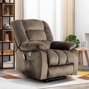Bestier Recliner Chairs with 8-Point Vibration Massage Manual Pull Recliner with Time Setting Brown