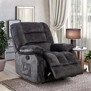 Bestier Recliner Chairs with 8-Point Vibration Massage Manual Pull Recliner with Time Setting Dark Grey