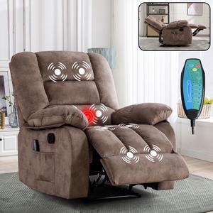 Bestier Camel Microfiber Overstuffed Massage Recliner with Heat and Vibration