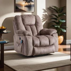 Bestier Heating Massage Chair Recliner with Multiple Adjustable Shelves and Remote Control Light Brown