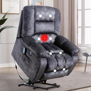 Bestier Oversized Microfiber Power Lift Recliner Chair with USB and 8 Heated Massage Points Grey