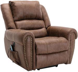 Bestier Faux Leather Power Lift Assist Heating Massage Recliner with 8-mode Vibration  Brown