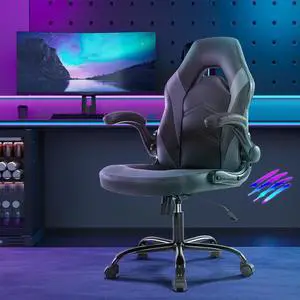 Bestier Gaming Chair with Seat Cushion&S-Shaped Lumbar Support Ergonomic Design,Backrest Adjustable Computer Chair,Swivel Office Chair,Gray