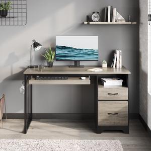 Bestier 48Computer Desk with 2 Drawers,Office Executive Desk with Keyboard Tray and 2 Hooks , Gray