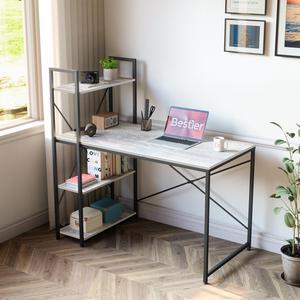 Bestier 47 Computer Writing Office Desk with Adjustable Storage Shelves for Home Office, White