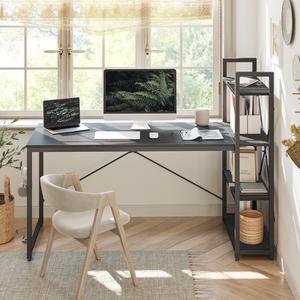 Bestier 63 Computer Writing Office Desk with Adjustable Storage Shelves for Home Office,Black