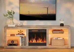 Bestier 63 Inch Fireplace TV Stand with 36" Fireplace Media Entertainment Center Console Table for TV up to 70" with Cabinets and Open Storage for PS5 Home Theater, Gray Bestier 63 Inch Fireplace TV Stand with 36" Fireplace Media Entertainment Center Console Table for TV up to 70" with Cabinets and Open Storage for PS5 Home Theater, Gray