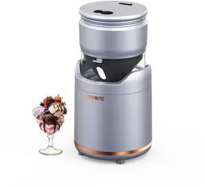 BRIOBITE Rechargeable & Compact Electric Ice Cream Machine for Gelato, Milkshakes & Sorbet,Double-Insulated Bowl,Easy to Clean,Perfect for 1-2 Servings,Silver