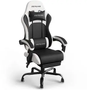 RSPGAME Basic Ergonomic Gaming Chair for Adults - PU Leather Office Chair with Lumbar Support, Pocket Spring Cushion & Retractable Footrest White RSPGAME Basic Ergonomic Gaming Chair for Adults - PU Leather Office Chair with Lumbar Support, Pocket Spring Cushion & Retractable Footrest White