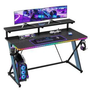 47" RGB Gaming Desk with Monitor Stand, Cup Holder & Headphone Hook 47" RGB Gaming Desk with Monitor Stand, Cup Holder & Headphone Hook