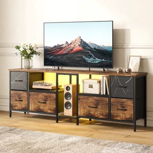 63 inch W TV Stand with RGB LED Light, 6 Drawers Media Console, Entertainment Center for TVs up to 70", Game Console for Living Room Bedroom Rustic Brown 63 inch W TV Stand with RGB LED Light, 6 Drawers Media Console, Entertainment Center for TVs up to 70", Game Console for Living Room Bedroom Rustic Brown