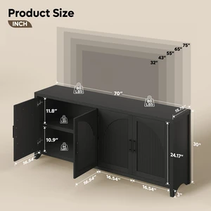 70" Fluted TV Stand for TVs up to 75", Mid-Century Media Center TV Console with Storage for Living Room & Bedroom Black Grained 70" Fluted TV Stand for TVs up to 75", Mid-Century Media Center TV Console with Storage for Living Room & Bedroom Black Grained