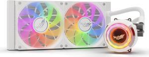 Valkyrie Jarn 240 White - AIO CPU Liquid Cooler - ARGB LEDs - 2x Fluid Dynamic Bearing 120mm Fans - 5 Year Warranty - 240mm Radiator, Compatible with AM4/AM5, AMD Ryzen 5 5600, 5800x3d, LGA1700/1200