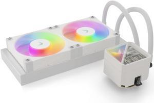 Valkyrie V240 Lite AIO CPU Liquid Cooler - White, 240mm, RGB LEDs, FDB 120mm Fans 2150RPM, 2800RPM Pump, Fits AMD AM5/AM4, Intel LGA 1851, AMD Ryzen 9900x, 7800x3D, Intel Core Ultra 245K, 265K, 285K