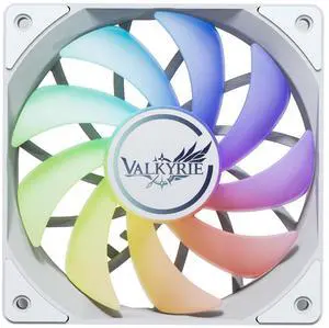 Valkyrie V12 White - aRGB PC Case Fan 120mm - High Airflow 75CFM  Fluid Dynamic Bearings - Silent Operation - RGB - 3-pin Addressable LEDs -  700-1850 RPM - Daisy Chain - PWM - Computer Cooling