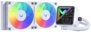 Valkyrie V240 Lite AIO CPU Liquid Cooler - White, 240mm, RGB LEDs, FDB 120mm Fans 2150RPM, 2800RPM Pump, Fits AMD AM5/AM4, Intel LGA 1851, AMD Ryzen 9900x, 7800x3D, Intel Core Ultra 245K, 265K, 285K