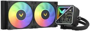 Valkyrie V240 Lite AIO CPU Liquid Cooler - Black, 240mm, RGB LEDs, FDB 120mm Fans 2150RPM, 2800RPM Pump, Fits AMD AM5/AM4, Intel LGA 1851, AMD Ryzen 9900x, 7800x3D, Intel Core Ultra 245K, 265K, 285K