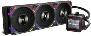 Valkyrie Syn 360 Black - AIO CPU Liquid Cooler - LCD Screen Inside PC - 3x Fluid Dynamic Bearing X12 Fans, 360mm Water Cooler, Compatible w/ AMD AM4/AM5, Ryzen 7 7800x3d, Intel 14900k, LGA1700/1200
