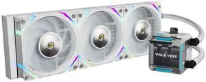 Valkyrie Syn 360 White - AIO CPU Liquid Cooler - LCD Screen Inside PC - 3x Fluid Dynamic Bearing X12 Fans, 360mm Water Cooler, Compatible w/ AMD AM4/AM5, Ryzen 7 7800x3d, Intel 14900k, LGA1700/1200