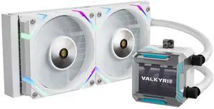 Valkyrie Syn 240 White - AIO CPU Liquid Cooler - LCD Screen Inside PC - 3x Fluid Dynamic Bearing X12 Fans, 240mm Water Cooler, Compatible w/ AMD AM4/AM5, Ryzen 7 7800x3d, Intel 14900k, LGA1700/1200