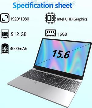 Xiseziuo16GB DDR4 512GB SSD, 15.6" Windows 11 Laptop, Quad Core N95 (up to 3.4GHz),  BT5.0, 5G WiFi, USB3.2, Type_C, IP Camera, 38Wh Battery, 180° Opening Angle