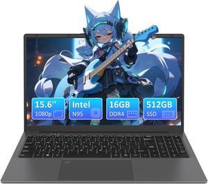 Auusda Business Laptop, 16GB RAM 512GB SSD, Windows 11 Pro, 15.6" 1920×1080 FHD Intel N95 CPU Home Computer, Backlight, Fingerprint, Webcam Switch, 3×USB, Type-C, Gray