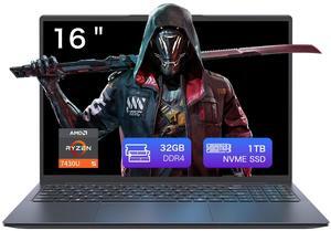 Auusda 16" Business Laptop, Windows 11 Pro Laptop Computer, AMD Ryzen 7430U, 32GB RAM 1TB SSD, Backlight, Fingerprint, Gray