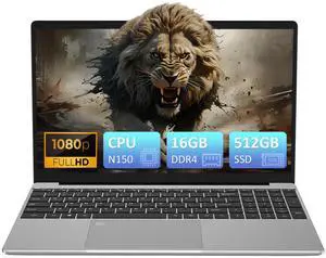 Auusda Home Laptop, 16GB RAM 512GB SSD, Windows 11 Pro Computers, 15.6" 1080p Screen, Intel N150 CPU, Backlight Keyboard, Fingerprint Reader, Silver