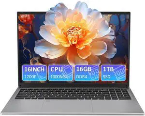Auusda 16" Business Laptop, Windows 11 Pro Computer, Intel Core i3 1000NG4, 16GB DDR4 RAM 1TB SSD, Backlight, Fingerprint, Webcam, Silver