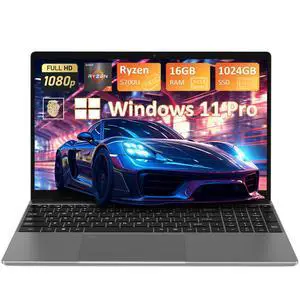 Auusda 15.6" Laptop Computer w/AMD Ryzen 7 5700U up to 4.3GHz, 16GB DDR4 RAM 1TB NVMe SSD, Windows 11 Pro Gaming Laptop, Backlit Keyboard, Fingerprint Unlock