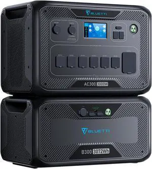 BLUETTI AC300+B300 3072Wh LiFePO4 Power Station, 3000W Expandable Solar Generator for Camping, RV Travel, Home Backup, Power Outage