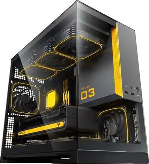 Geometric Future Model 3 Panoramic Tempered Glass Dual Chamber Micro-ATX Tower PC Case, 5 Pre-Installed 120mm x 30mm PWM ARGB Fans, USB Type-C, 360mm Radiator Support, Black/Gray, GEO-M3F-BG Geometric Future Model 3 Panoramic Tempered Glass Dual Chamber Micro-ATX Tower PC Case, 5 Pre-Installed 120mm x 30mm PWM ARGB Fans, USB Type-C, 360mm Radiator Support, Black/Gray, GEO-M3F-BG