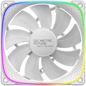 Geometric Future Squama 2503R Reverse blade RGB PWM fan -White-120mm-1 pack-performance & silent Balance-Dual lighting Loop-Motherboard SYNC with 5V 3pin-4pin PWM-W/O controller GEO-S2503RW-1