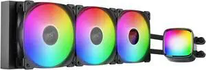 Geometric Future Eskimo Pro - 360mm AIO CPU Liquid Water Cooler- RGB PWM Squama 2501B Fan x 3- Fit Intel® LGA 1700, AMD®AM5 - Black- (GEO-EP-36B)
