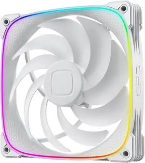 Geometric Future Squama 2503 RGB PWM Fan - 140mm - 1 Pack  Performance & Silent Balance - Dual Lighting Loop - 5V 3pin addressable RGB - 4pin PWM - White (GEO-S2503W-14S)