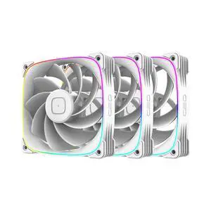 Geometric Future Squama 3003R-12 Reverse Blade RGB PWM Fan - 120mm x 30mm High-Performance PC Case Fans, Double-Sided ARGB Lighting, Hydro Dynamic Bearing - White, 3-Pack, GEO-S3003RW-12T Geometric Future Squama 3003R-12 Reverse Blade RGB PWM Fan - 120mm x 30mm High-Performance PC Case Fans, Double-Sided ARGB Lighting, Hydro Dynamic Bearing - White, 3-Pack, GEO-S3003RW-12T